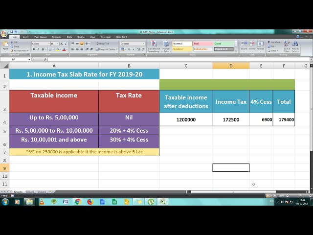 فیلم آموزشی: فرمول MS Excel برای محاسبه مالیات بر درآمد برای سال مالی 2019-20
