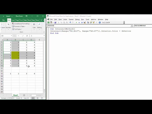 فیلم آموزشی: نحوه استفاده از روش Intersect در Excel VBA - Multiple Ranges - Row and Column با زیرنویس فارسی