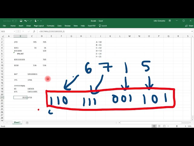 فیلم آموزشی: تبدیل سیستم اعداد با اکسل - باینری، اعشاری، اکتال و هگزادسیمال