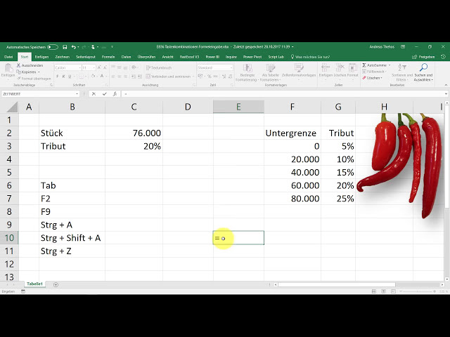 فیلم آموزشی: Tastenkombinationen bei Formeleingabe - Excel-Shortcuts