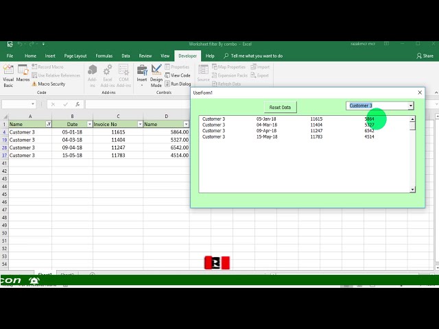 فیلم آموزشی: کاربرگ‌ها فیلتر خودکار توسط جعبه ترکیبی Userform Excel VBA