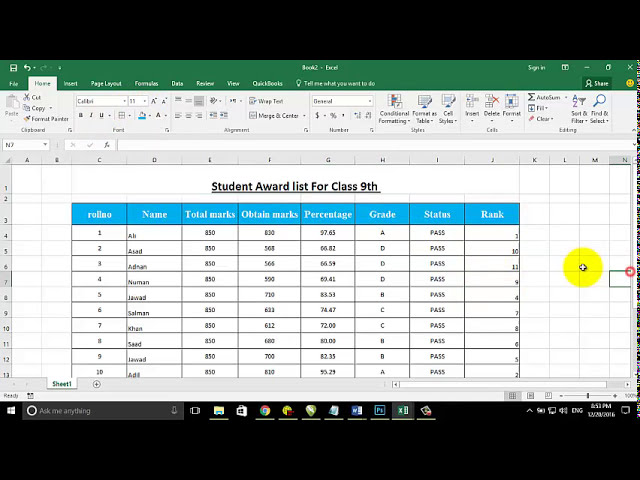 فیلم آموزشی: نحوه ایجاد لیست جوایز دانشجویان در Microsoft Excel 2016