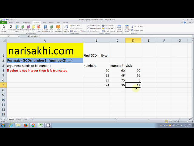 فیلم آموزشی: Excel: چگونه بزرگترین مقسوم علیه مشترک (GCD) را پیدا کنیم با زیرنویس فارسی