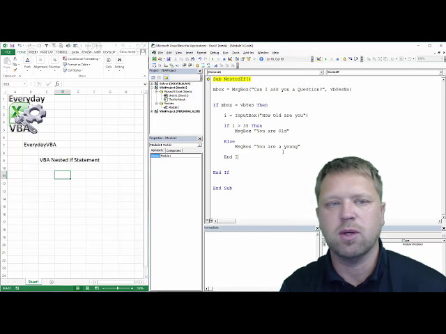 فیلم آموزشی: عبارت Nested If در Excel VBA (ماکروها) چیست - کد گنجانده شده است با زیرنویس فارسی