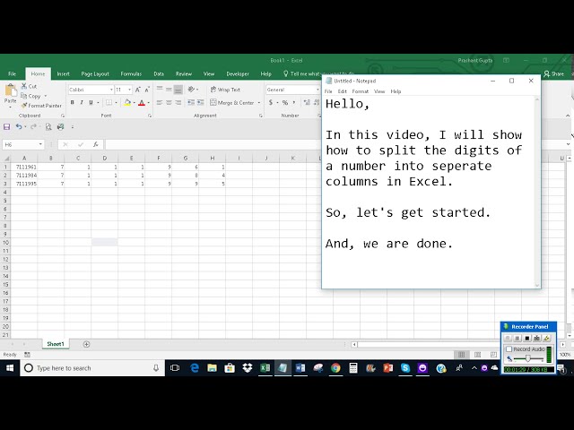 فیلم آموزشی: ارقام یک عدد را به ستون های جداگانه در اکسل تقسیم کنید
