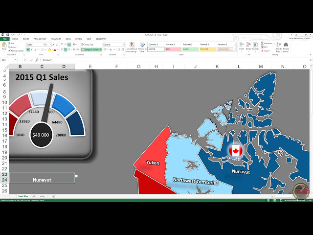فیلم آموزشی: نقشه فروش اکسل کانادا - قالب داشبورد