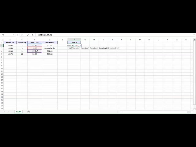 فیلم آموزشی: تابع VARP Excel - نحوه استفاده از تابع VARP