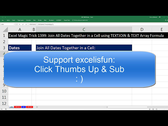 فیلم آموزشی: ترفند جادویی اکسل 1399: با استفاده از فرمول TEXTJOIN و آرایه TEXT در یک سلول همه تاریخ ها را با هم بپیوندید با زیرنویس فارسی