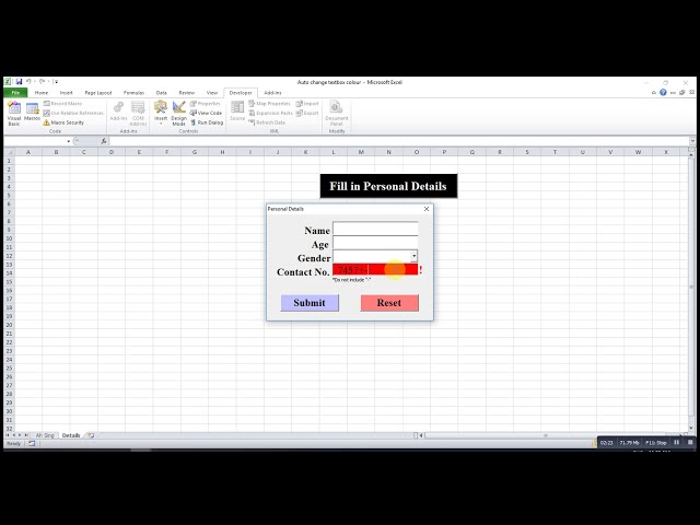 فیلم آموزشی: Excel VBA - تغییر خودکار رنگ Textbox با زیرنویس فارسی