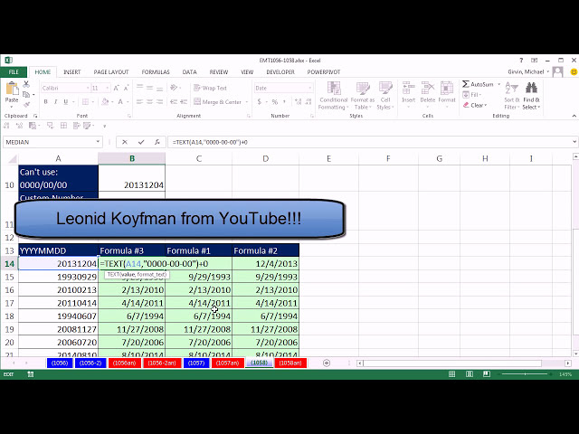 فیلم آموزشی: Excel Magic Trick 1058: تبدیل YYYYMMDD به تاریخ شماره سریال با =TEXT(A1,\ با زیرنویس فارسی