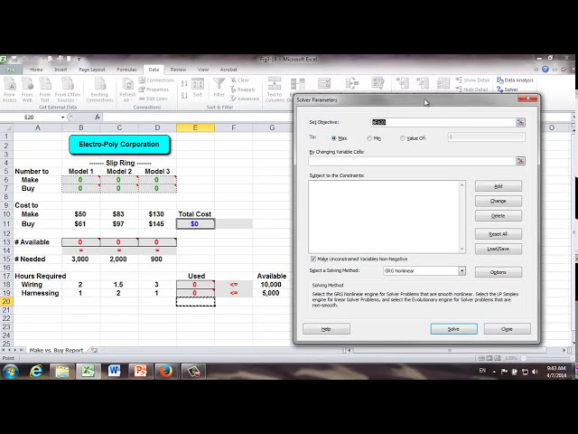 فیلم آموزشی: برنامه نویسی خطی با حل کننده در Excel_Make vs Buy Example با زیرنویس فارسی