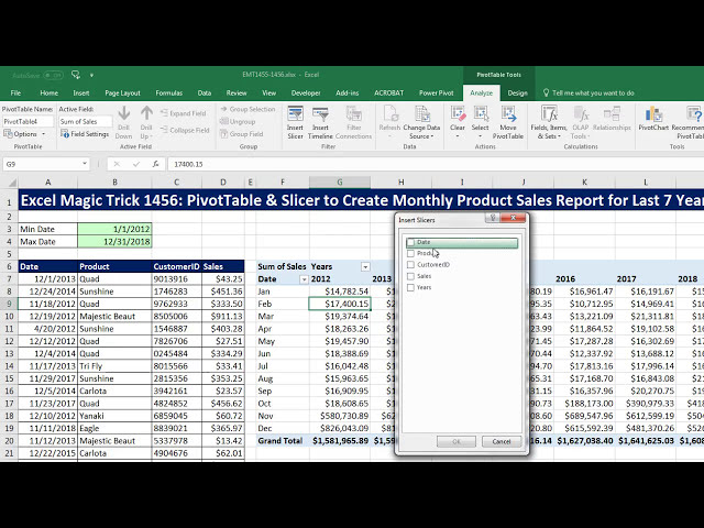 فیلم آموزشی: Excel Magic Trick 1456: PivotTable & Slicer برای ایجاد گزارش فروش 8 ساله بر اساس محصول و ماه با زیرنویس فارسی