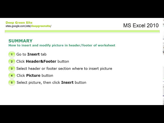 فیلم آموزشی: MS Excel 2010 / نحوه درج و تغییر تصویر در هدر/فوتر کاربرگ