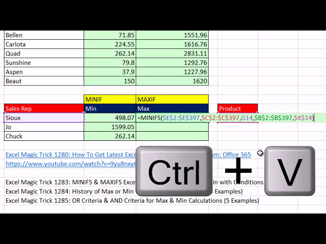 فیلم آموزشی: Excel Magic Trick 1283: MINIFS & MAXIFS Excel 2016 توابع: حداکثر یا حداقل با شرایط / معیارها با زیرنویس فارسی