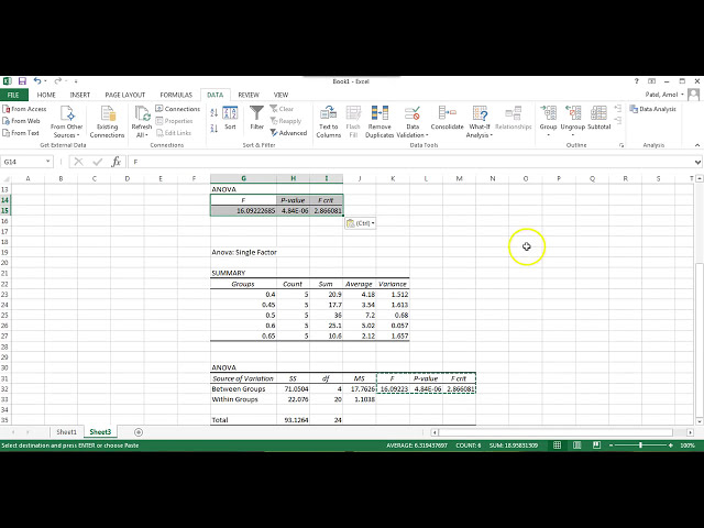 فیلم آموزشی: آزمون های ANOVA و t در اکسل 2013 با زیرنویس فارسی