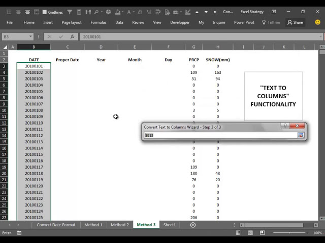 فیلم آموزشی: تبدیل فرمت تاریخ Excel 2016 V16 از yyyymmdd به dd/mm/yyyy با زیرنویس فارسی