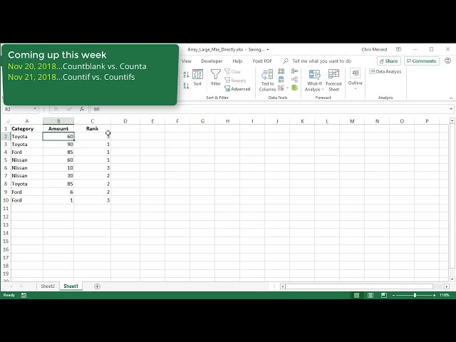 فیلم آموزشی: Excel: تابع RANK و رتبه بندی بر اساس گروه ها با استفاده از SUMPRODUCT توسط کریس منارد با زیرنویس فارسی