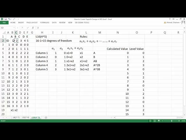 فیلم آموزشی: نحوه ساخت آرایه متعامد تاگوچی L16 (4^5) در MS Excel با زیرنویس فارسی