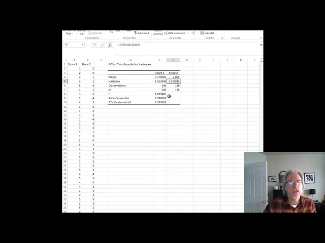 فیلم آموزشی: نحوه اجرای F-Test Two-Sample for Variance با استفاده از Excel