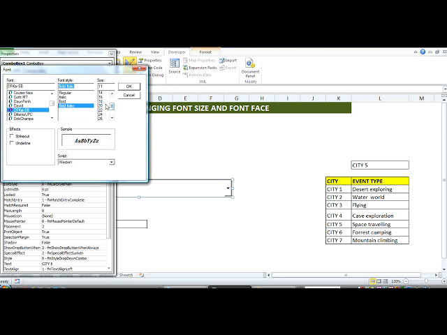 فیلم آموزشی: MS Excel ActiveX: نحوه تغییر اندازه و سبک فونت در یک جعبه ترکیبی با زیرنویس فارسی