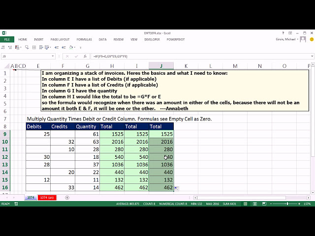 فیلم آموزشی: Excel Magic Trick 1074: Multiply Quantity Times Debit or Credit: 3 فرمول مثال. با زیرنویس فارسی
