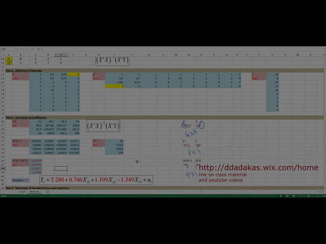 فیلم آموزشی: تجزیه و تحلیل رگرسیون در اکسل با استفاده از جبر ماتریس (قسمت 1/8 به دست آوردن ضرایب بتا)) با زیرنویس فارسی