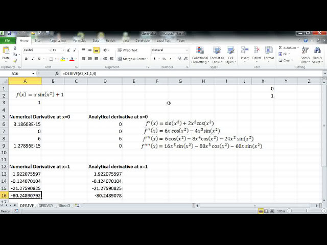 فیلم آموزشی: محاسبه مشتقات عددی مرتبه اول و بالاتر در اکسل توسط تابع DERIVF(). با زیرنویس فارسی