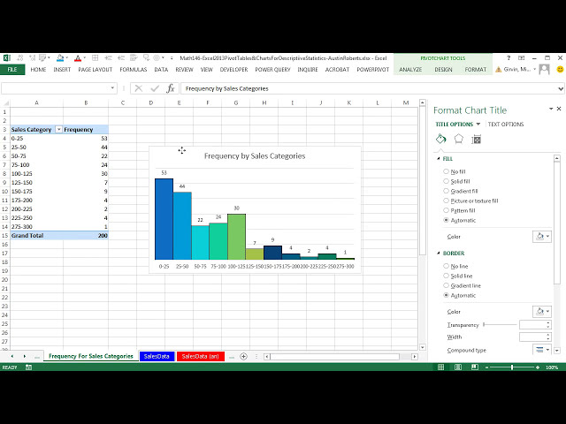 فیلم آموزشی: Excel 2013 PivotTables & Charts برای آمار توصیفی از مجموعه داده های خام (5 مثال) ریاضی 146 با زیرنویس فارسی