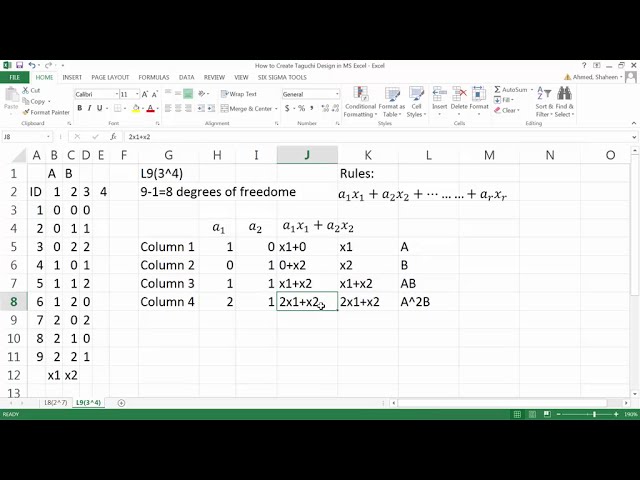 فیلم آموزشی: نحوه ساخت آرایه متعامد تاگوچی L9(3^4) در MS Excel