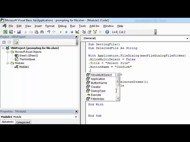 فیلم آموزشی: Excel VBA - نحوه دریافت فایل با استفاده از جعبه گفتگوی فایل با زیرنویس فارسی