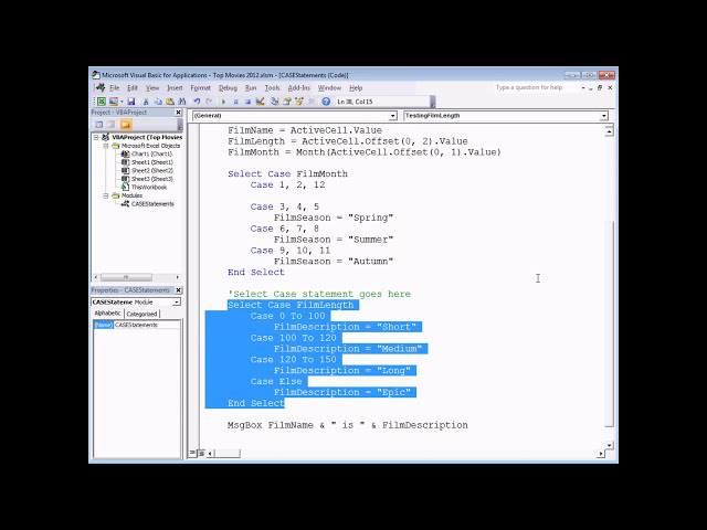 فیلم آموزشی: Excel VBA مقدمه قسمت 14 - بیانیه های موردی را انتخاب کنید با زیرنویس فارسی