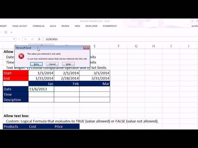 فیلم آموزشی: Highline Excel 2013 Class Video 28: Excel Data Validation: فهرست، تاریخ، زمان، سفارشی (22 مثال) با زیرنویس فارسی