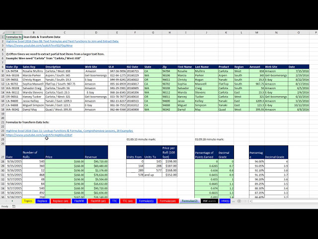 فیلم آموزشی: Highline Excel 2016 Class 18: Clean & Transform Data: Replace، Flash Fill، Text to Columns، Formula. با زیرنویس فارسی