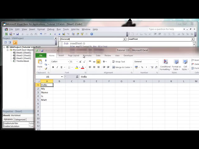 فیلم آموزشی: Excel 2010 VBA Tutorial 110 - خواندن ورودی از یک فایل متنی با زیرنویس فارسی