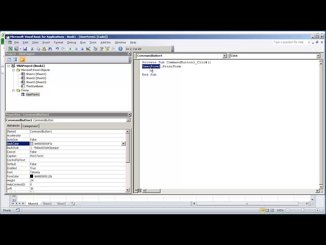 فیلم آموزشی: VBA Excel 2010 - نحوه چاپ یک UserForm با استفاده از VBA با زیرنویس فارسی