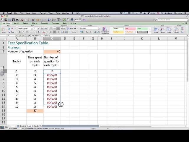 فیلم آموزشی: جدول مشخصات تست با Excel 1 با زیرنویس فارسی