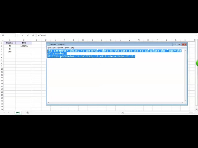 فیلم آموزشی: تابع LOG Excel - نحوه استفاده از تابع LOG