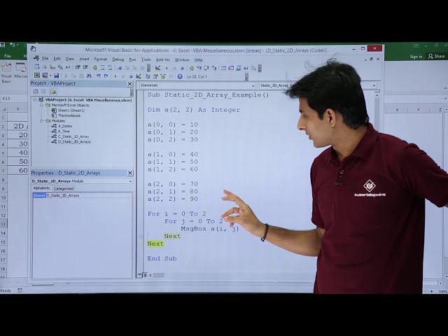 فیلم آموزشی: Excel VBA - 2D Array Static