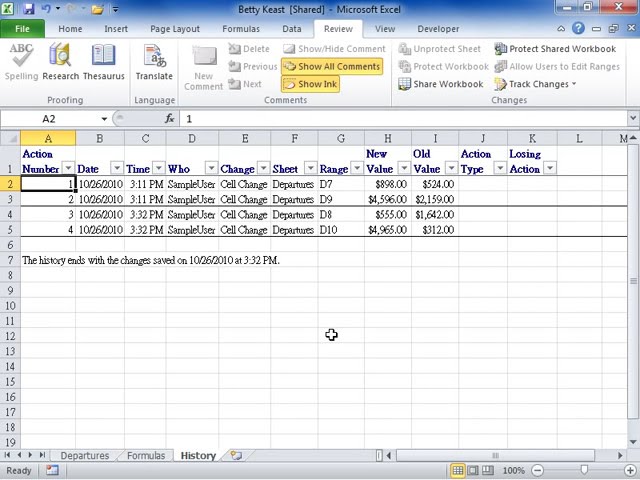 فیلم آموزشی: Excel 2010 کاربرگ های تاریخچه را مشاهده کنید با زیرنویس فارسی