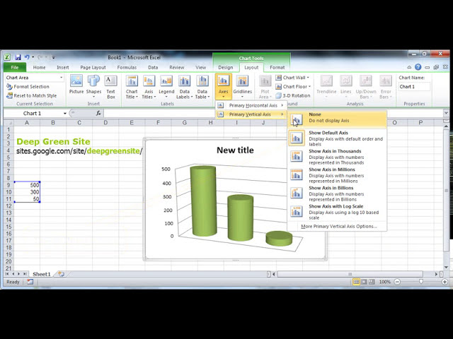 فیلم آموزشی: MS Excel 2010 / نحوه پنهان کردن محور نمودار