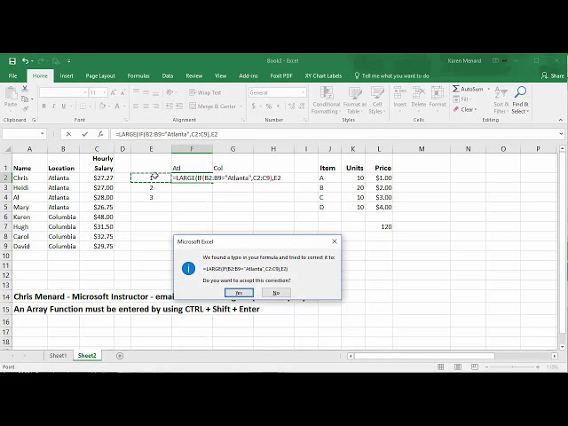 فیلم آموزشی: Excel - تابع بزرگ با معیارها - تابع آرایه توسط کریس منارد با زیرنویس فارسی