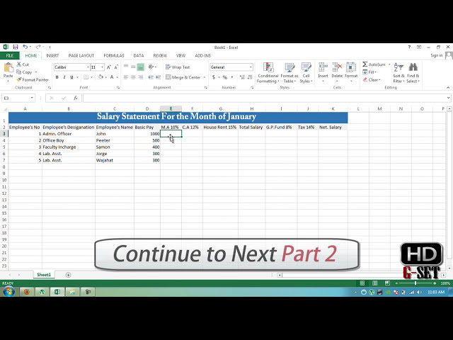 فیلم آموزشی: تنظیم صورتحساب حقوق یک ماه در MS Excel 2013 - قسمت 1 با زیرنویس فارسی