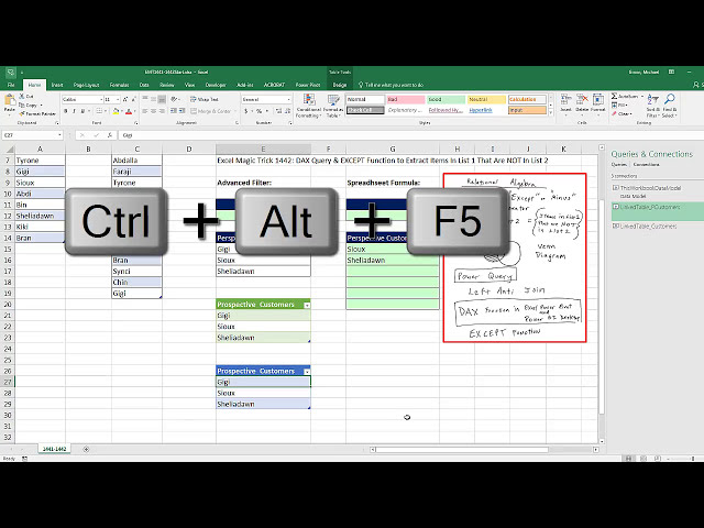 فیلم آموزشی: Excel Magic Trick 1442 DAX Query & Function EXCEPT برای استخراج موارد لیست 1 که در لیست 2 نیستند با زیرنویس فارسی