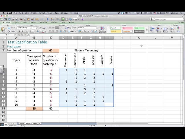 فیلم آموزشی: جدول مشخصات تست با Excel 2 با زیرنویس فارسی