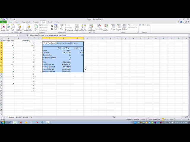 فیلم آموزشی: نحوه استفاده از Excel-The T-Test-Two-Sample Assuming Unequal Variances Tool
