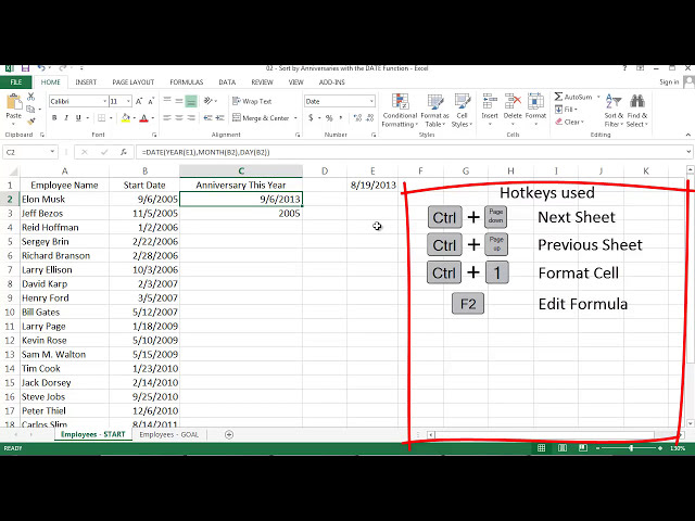 فیلم آموزشی: Excel - مرتب سازی بر اساس سالگردها با تابع DATE با زیرنویس فارسی