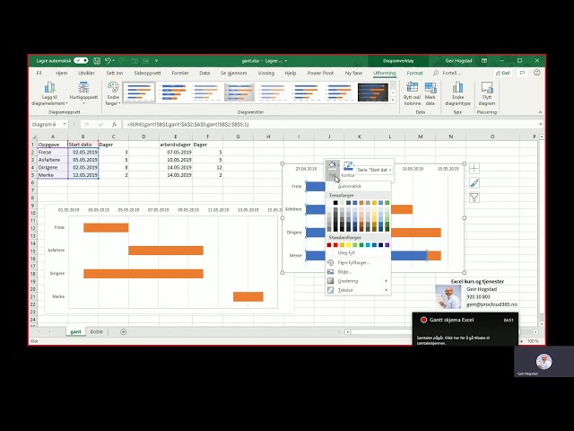 فیلم آموزشی: نکات اکسل Slik lager du gantt diagram med fremdriftsplan i Excel