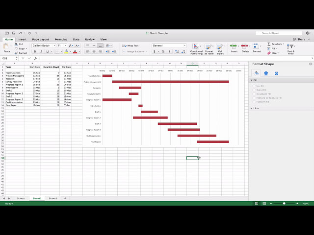 فیلم آموزشی: نحوه ایجاد نمودار گانت در مایکروسافت آفیس اکسل مک نسخه 15.26