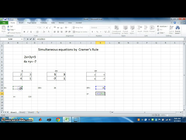 فیلم آموزشی: حل معادلات همزمان توسط قانون Cramer-™s با استفاده از Excel با زیرنویس فارسی