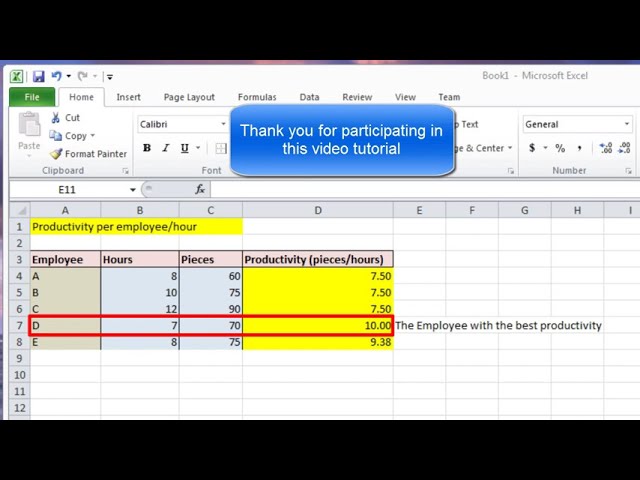 فیلم آموزشی: آموزش Excel 2007 - محاسبه بهره وری به ازای هر کارمند/ساعت